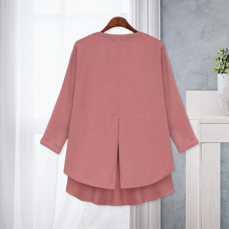 T-Shirt mit Rundhalsausschnitt und unregelmäßigem Saum