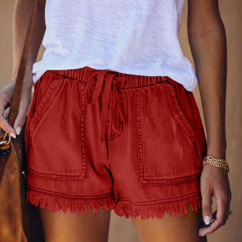 Damen Sommer Jeansshorts mit hoher Taille