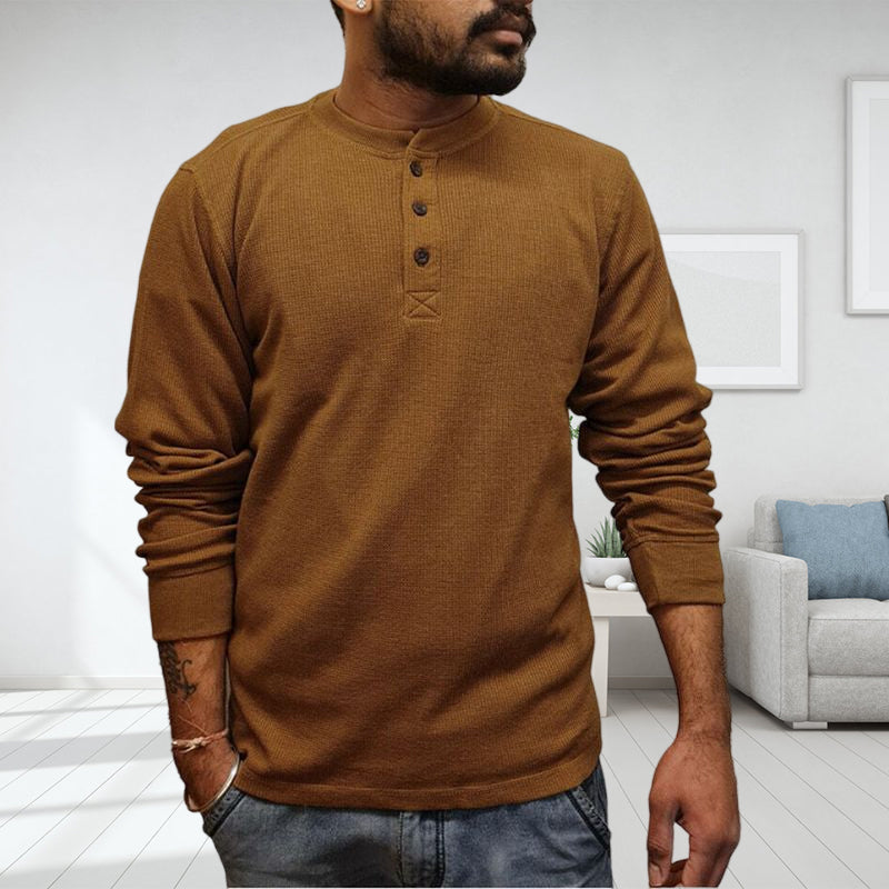 Einfarbiges T-Shirt Unterhemd Langarmpolo