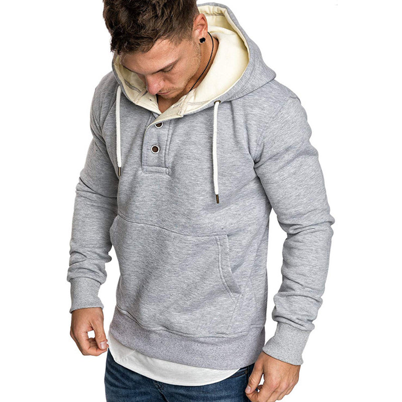 Stylischer Kapuzenpullover mit Knöpfen für Herren