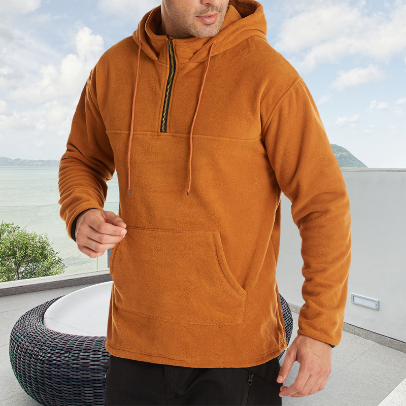 Einfarbiger Fleece-Kapuzenpullover für Herren
