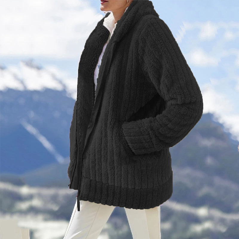 Plüschige einfarbige Reißverschlussjacke
