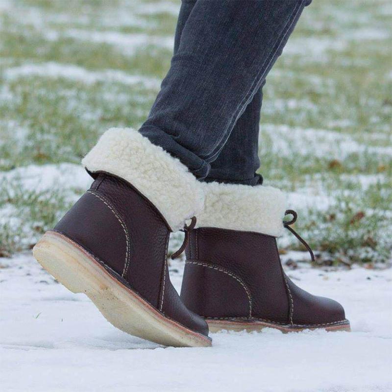 Holilychic Frauen Rund Toe Mittelwadenstiefel
