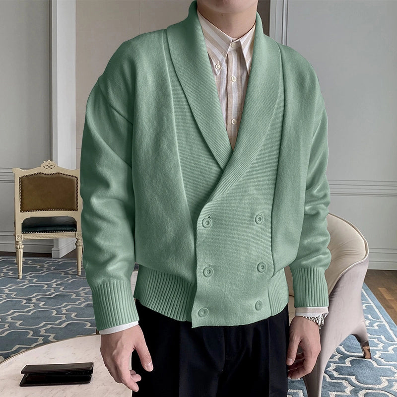 Vollfarbige geknöpfte Strickjacke