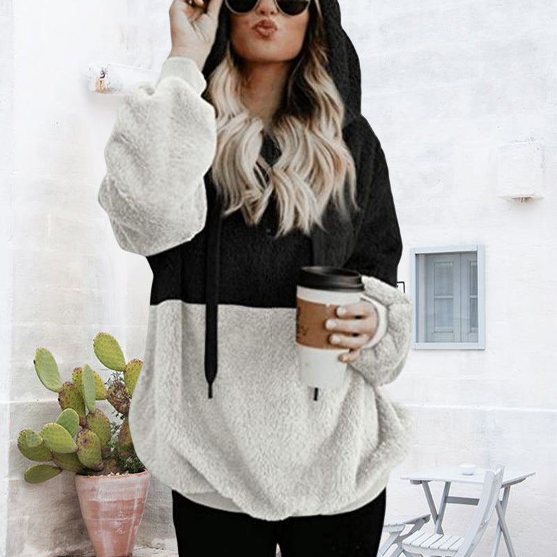 Fleece-Hoodie mit Farbblockdesign