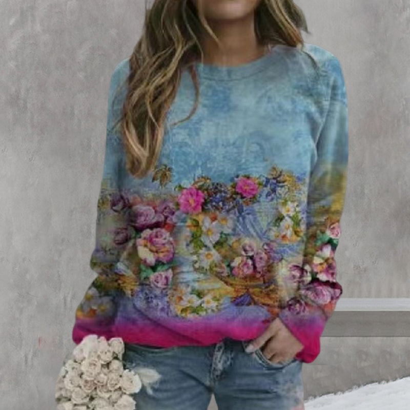 Mehrfarbiges Sweatshirt mit Blumenmuster