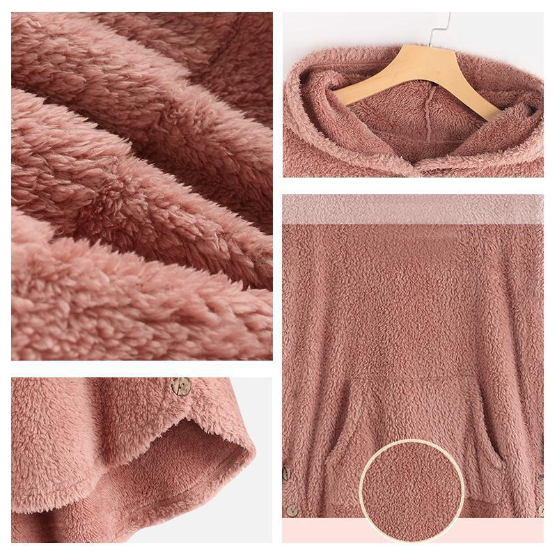 Damen Warme Kapuzenpullover mit Großer Tasche