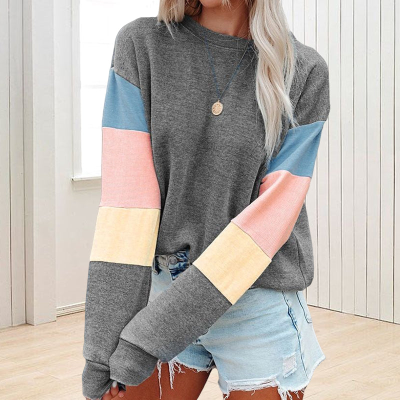 Kontrast-Sweatshirt mit Rundhalsausschnitt