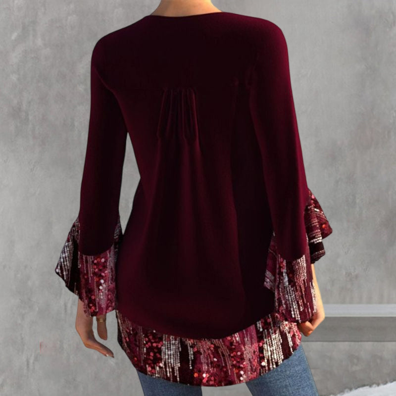 Pailletteneinsätze unregelmäßige Bluse
