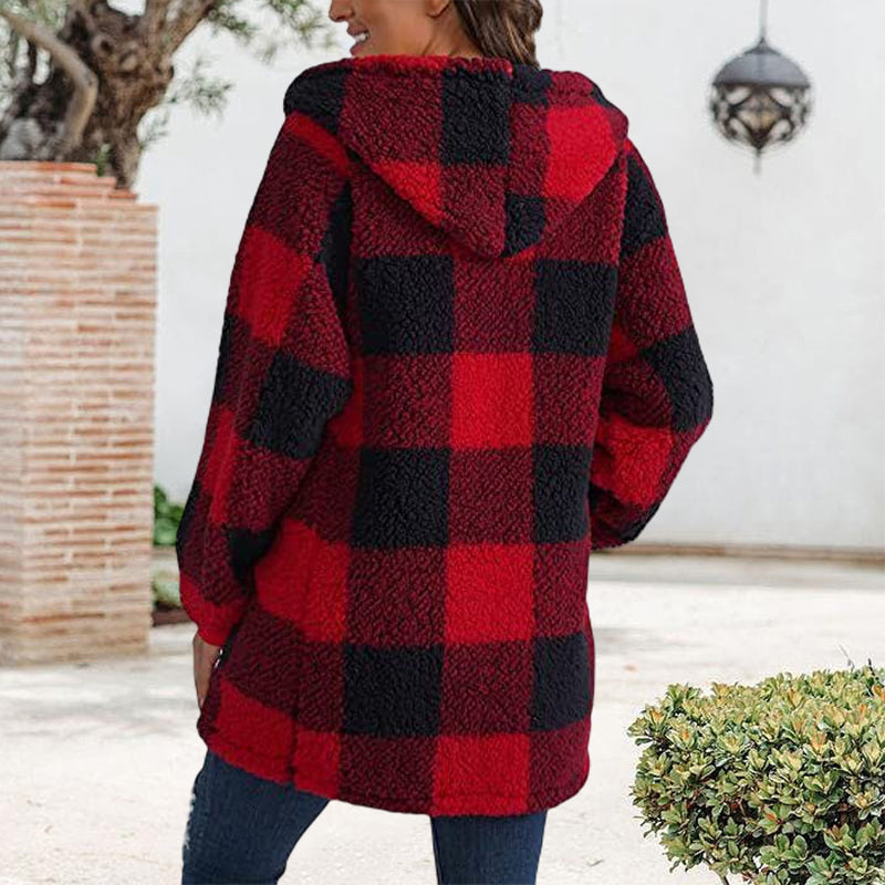Lose Jacke mit Kapuze und Reißverschluss