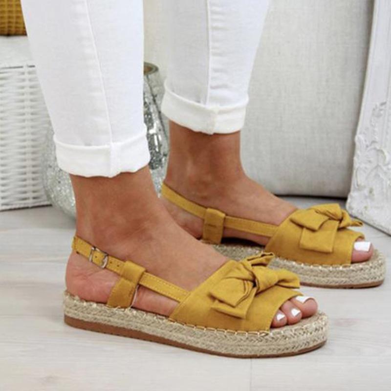 Damen Flache Sandalen mit Schleife