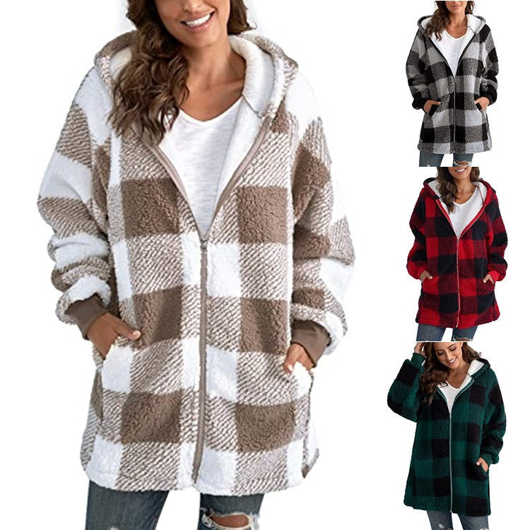 Lose Jacke mit Kapuze und Reißverschluss