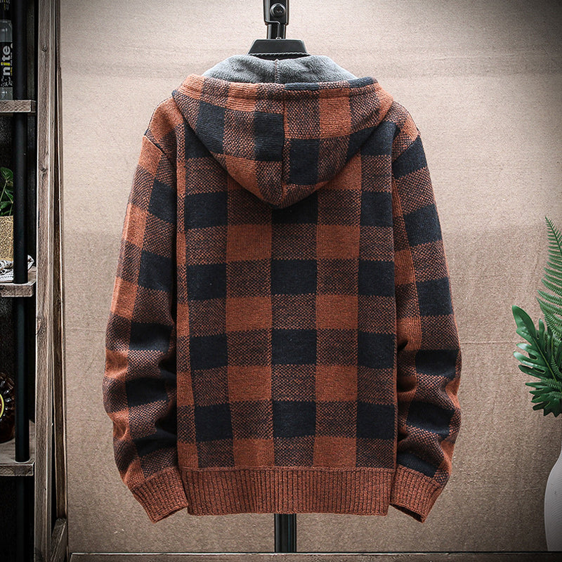 Kapuzenjacke mit Karodruck