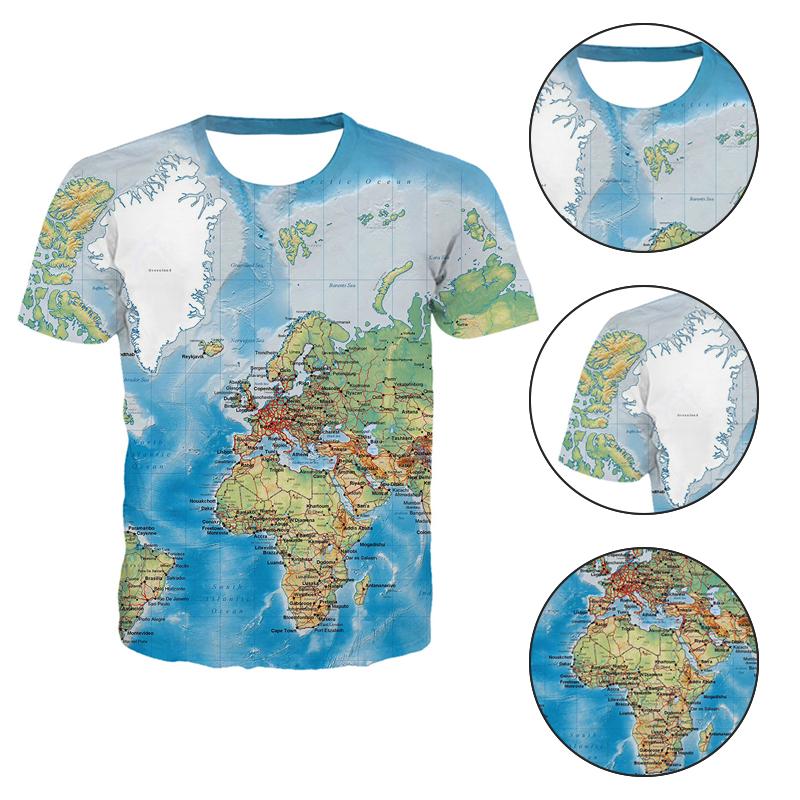 Weltkarte Digitaldruck T-Shirt und Kapuzenpullover