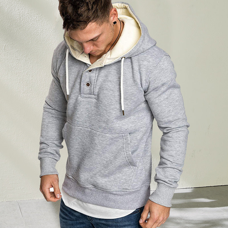 Stylischer Kapuzenpullover mit Knöpfen für Herren