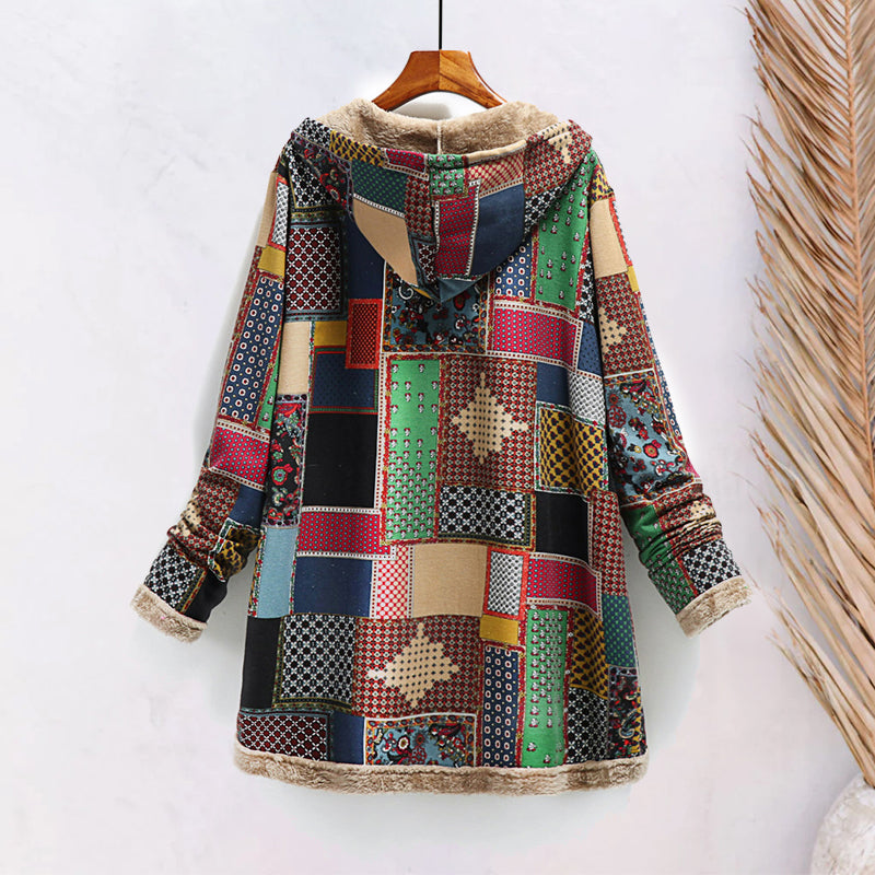 Kapuzen-Sweatshirt-Mantel aus Baumwolle und Fleece