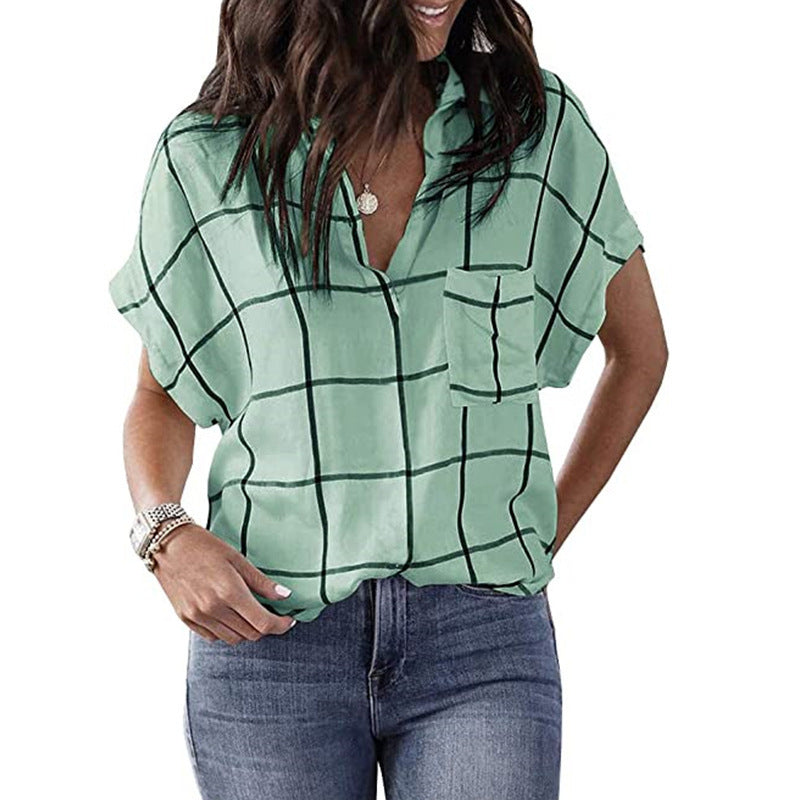 Lässige Karierte Bluse Für Damen