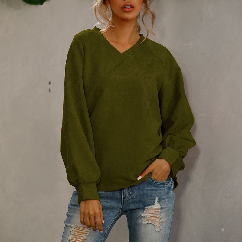 Einfarbiges Cord-T-Shirt