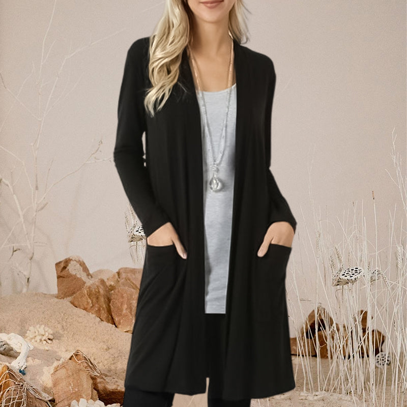 Einfache Einfarbige Lange Strickjacke
