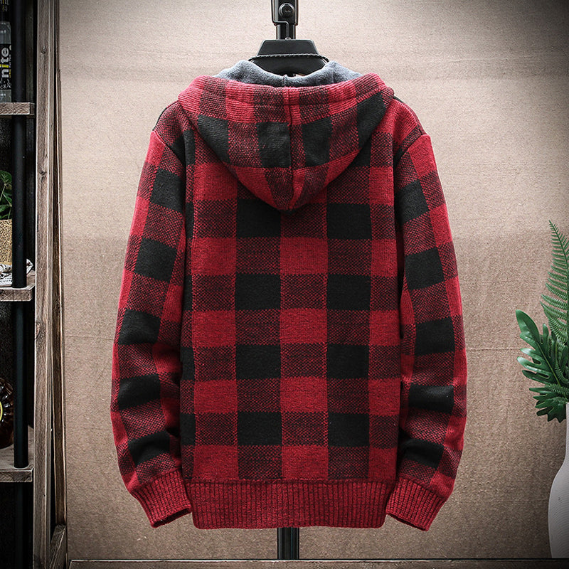 Kapuzenjacke mit Karodruck