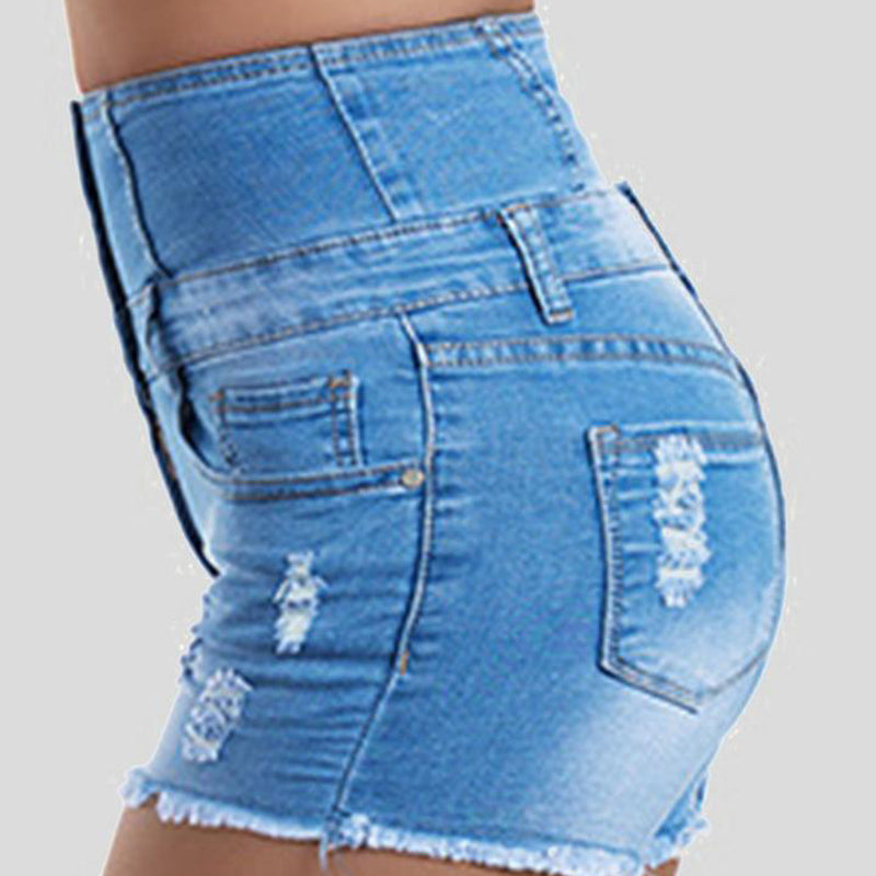 Knopfleiste und Fransen Jeansshorts