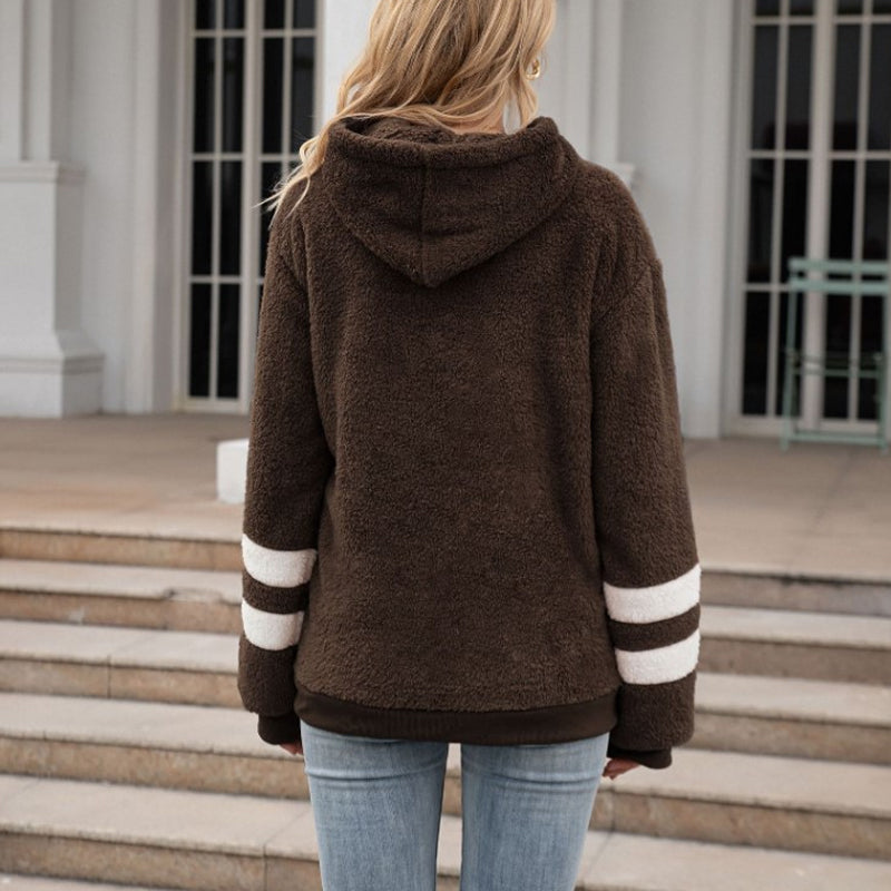 Plüsch-Sweatshirt mit Kordelzug und Kapuze