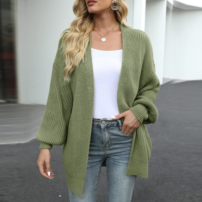 Chunky Strickjacke mit Ballonärmeln