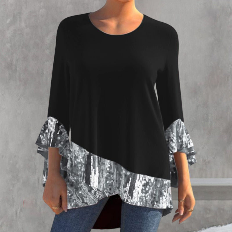 Pailletteneinsätze unregelmäßige Bluse
