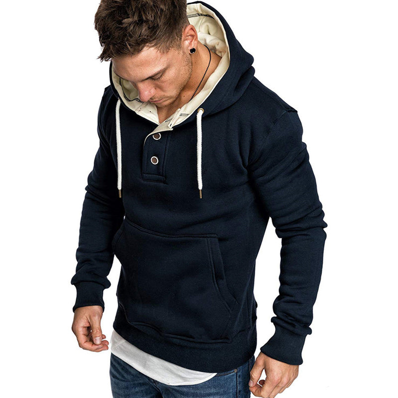 Stylischer Kapuzenpullover mit Knöpfen für Herren