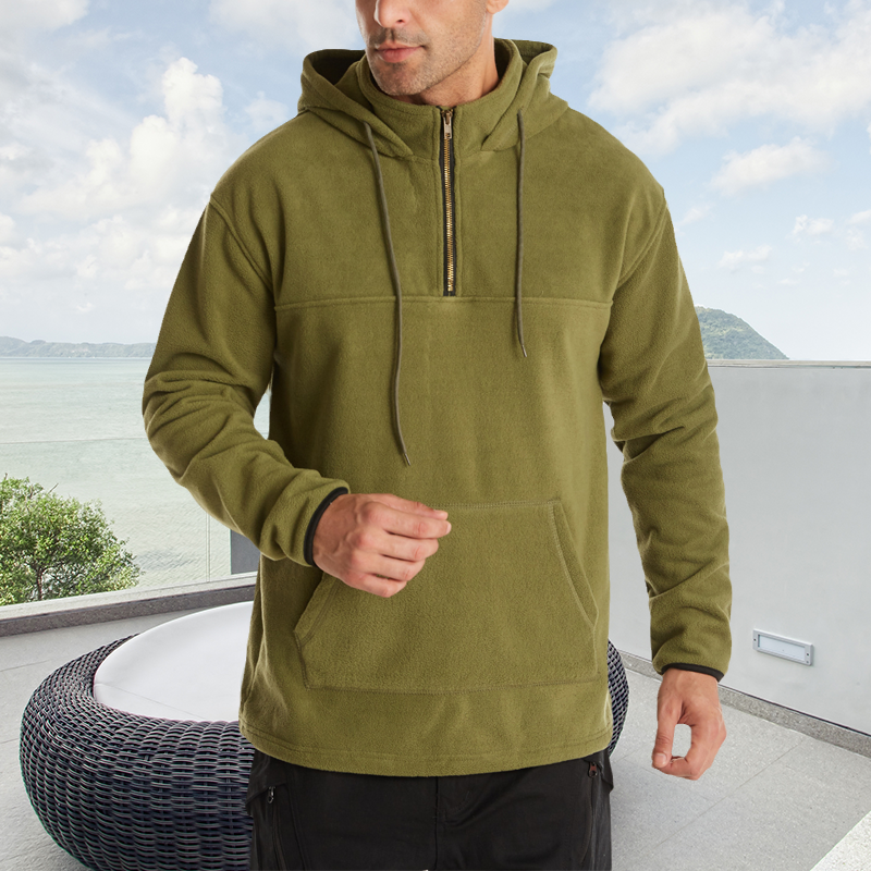 Einfarbiger Fleece-Kapuzenpullover für Herren