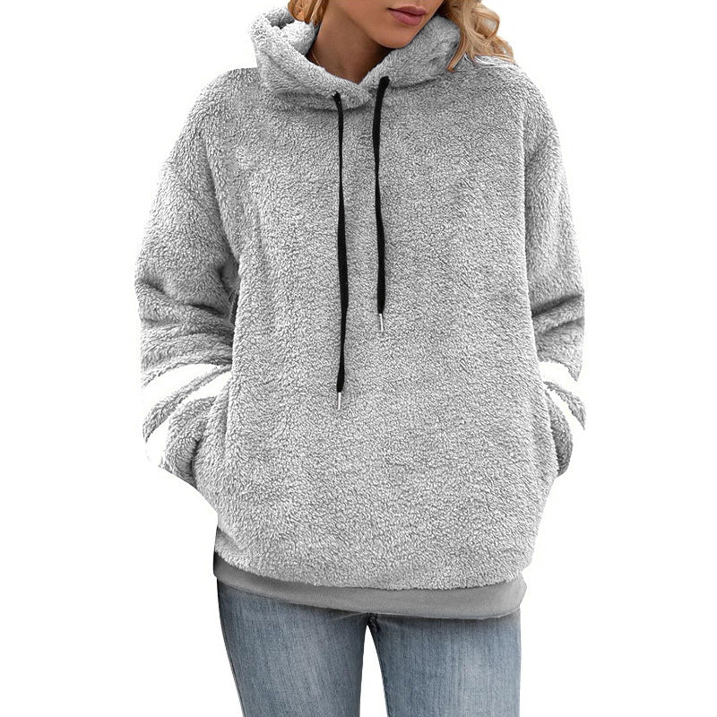 Plüsch-Sweatshirt mit Kordelzug und Kapuze