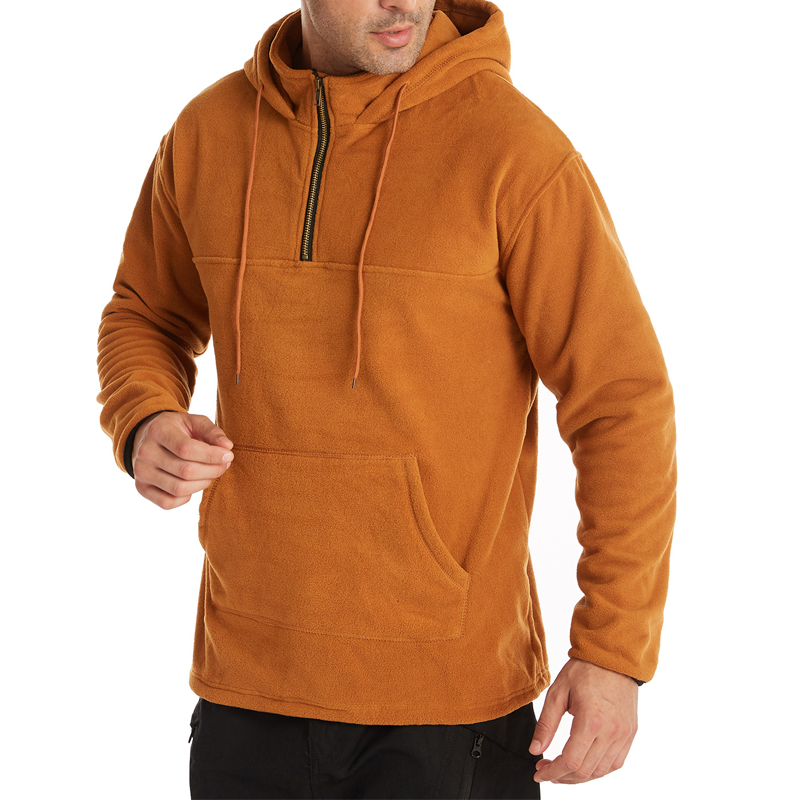 Einfarbiger Fleece-Kapuzenpullover für Herren