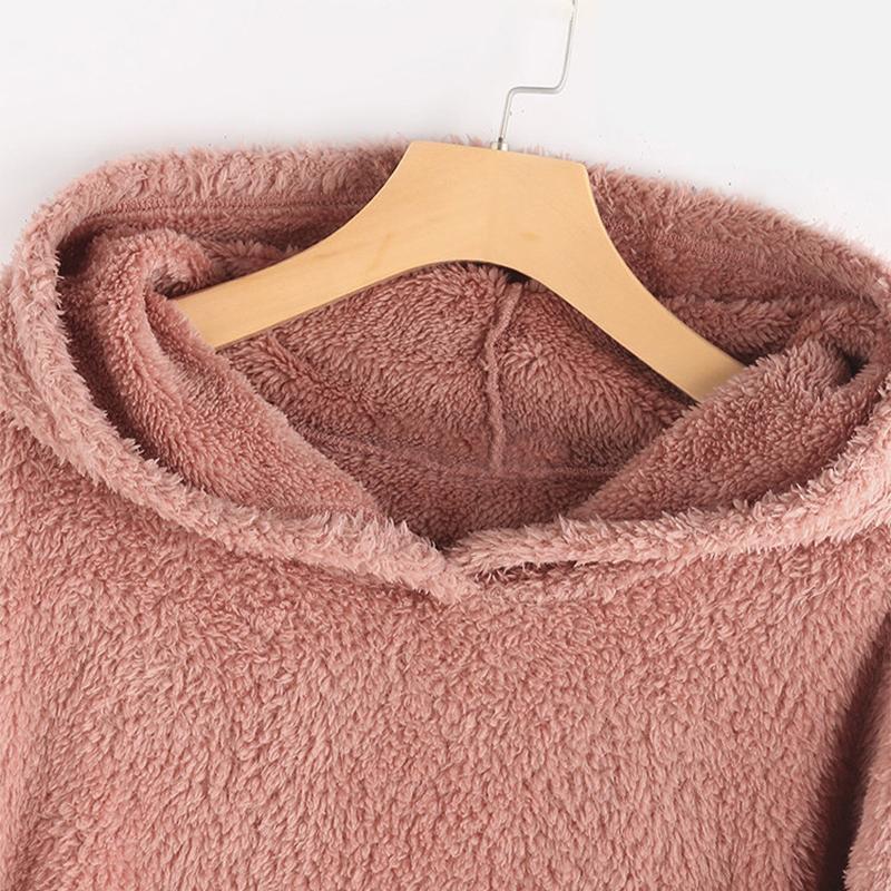 Damen Warme Kapuzenpullover mit Großer Tasche