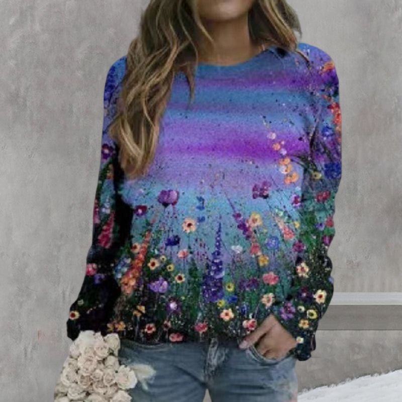 Mehrfarbiges Sweatshirt mit Blumenmuster