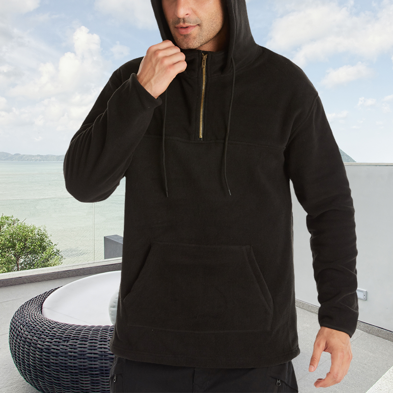 Einfarbiger Fleece-Kapuzenpullover für Herren
