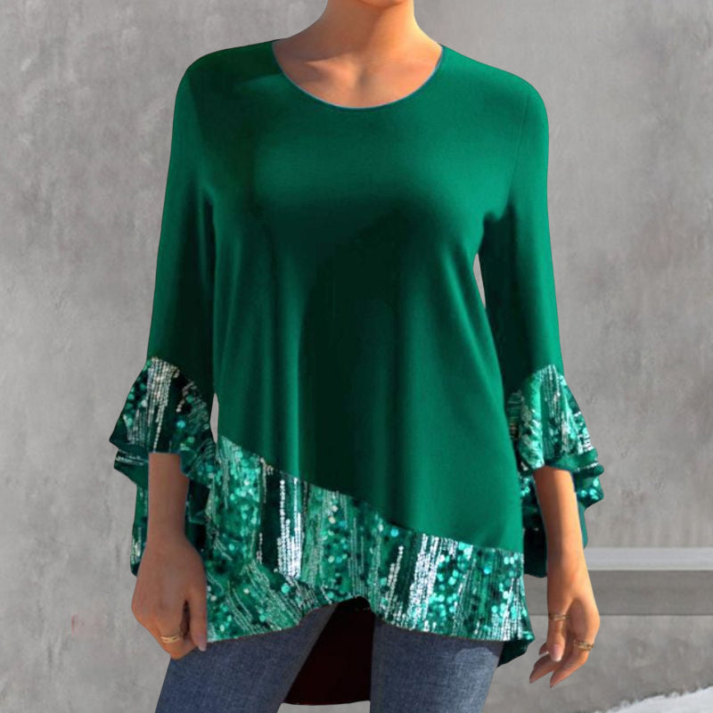 Pailletteneinsätze unregelmäßige Bluse