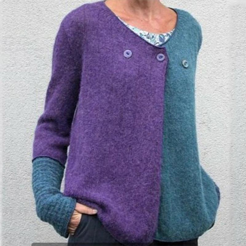 Kontrastfarbener Strickpullover