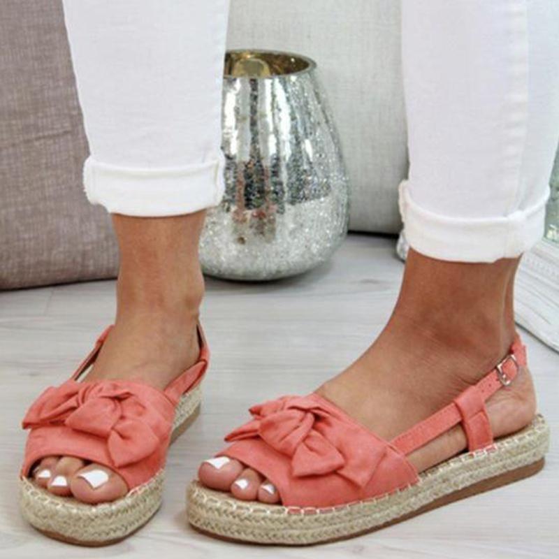 Damen Flache Sandalen mit Schleife