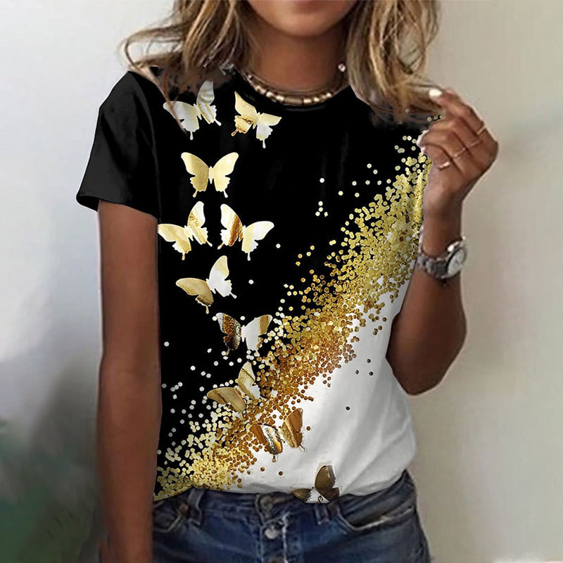 Sommer Schmetterlingsdruck T-Shirt