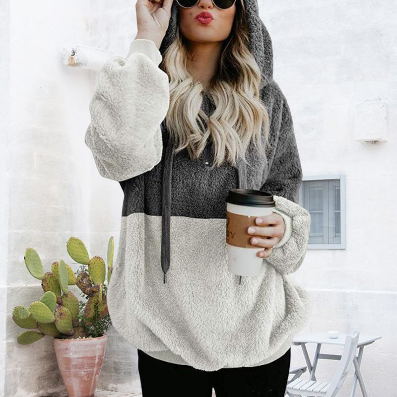 Fleece-Hoodie mit Farbblockdesign