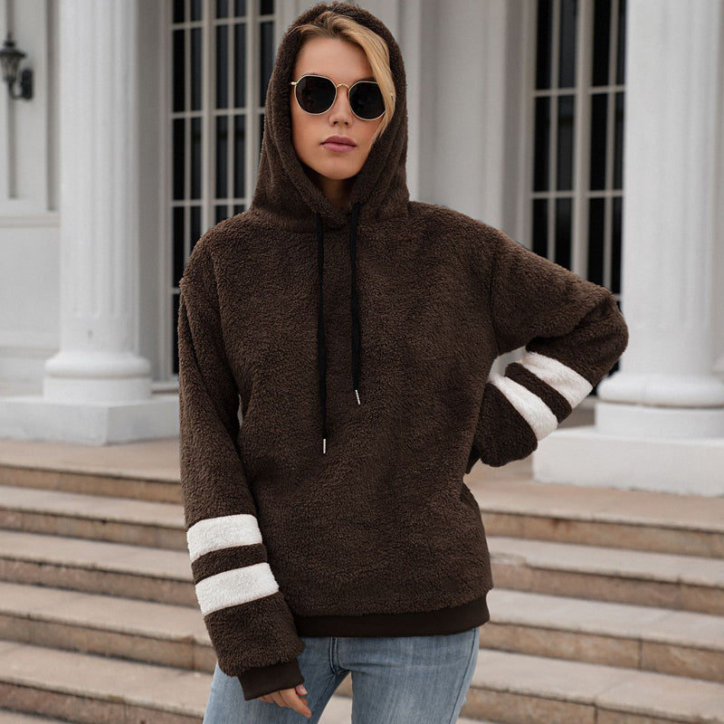 Plüsch-Sweatshirt mit Kordelzug und Kapuze