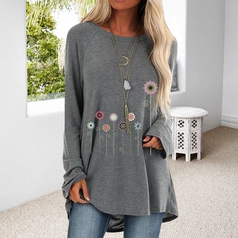 Langärmeliges T-Shirt mit Blumendruck