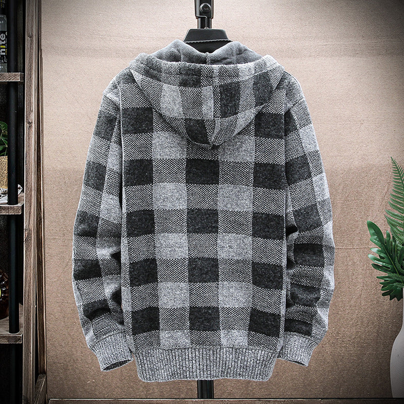 Kapuzenjacke mit Karodruck