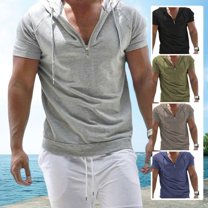 Sommer Herren Sport-T-Shirt mit Kapuze