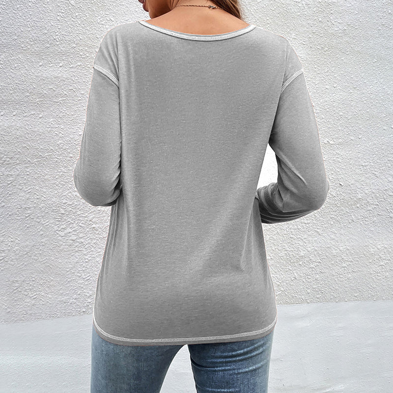 Einfarbiges Unregelmäßiges T-Shirt mit Knopf