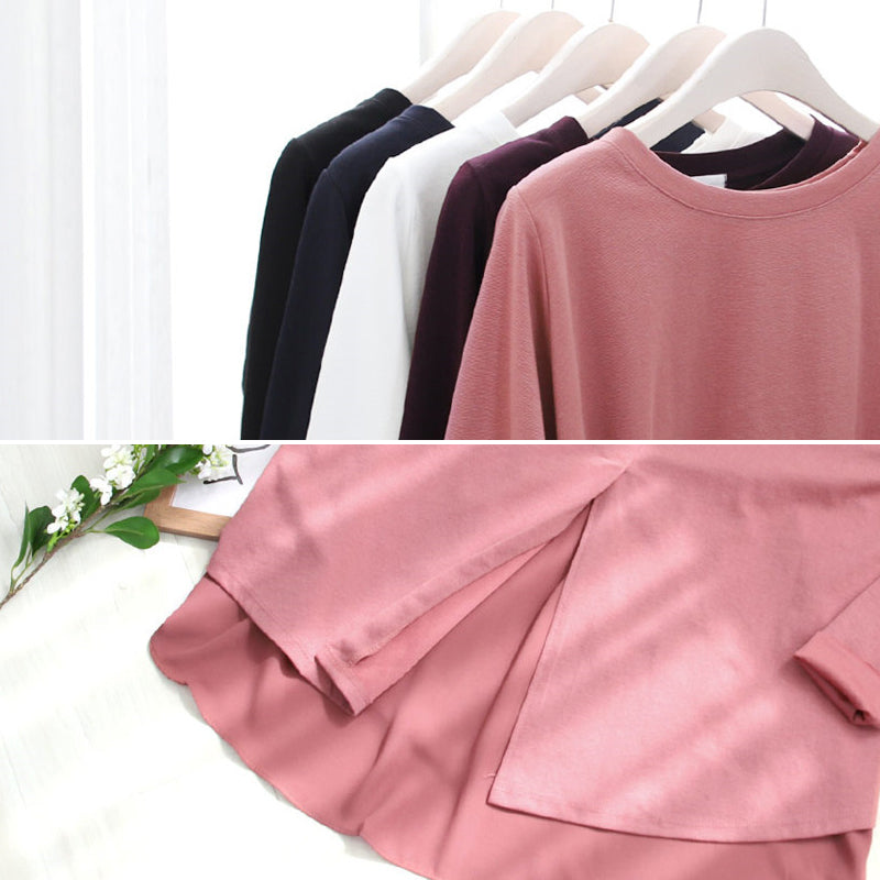 T-Shirt mit Rundhalsausschnitt und unregelmäßigem Saum