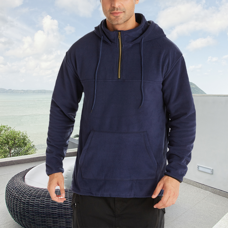 Einfarbiger Fleece-Kapuzenpullover für Herren
