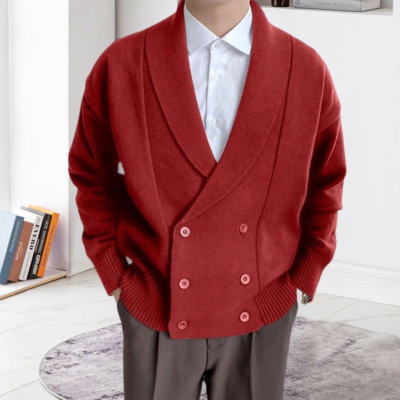 Vollfarbige geknöpfte Strickjacke