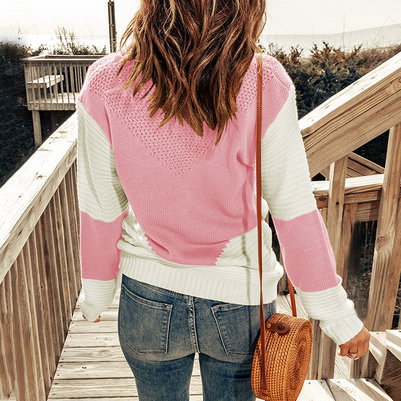 Pullover mit Rundhalsausschnitt und Farbblock