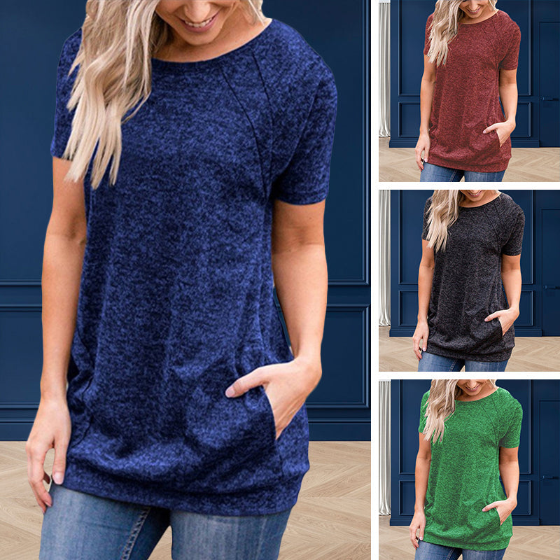 Lockeres lässiges schweißabsorbierendes T-Shirt für Damen mit Rundhalsausschnitt